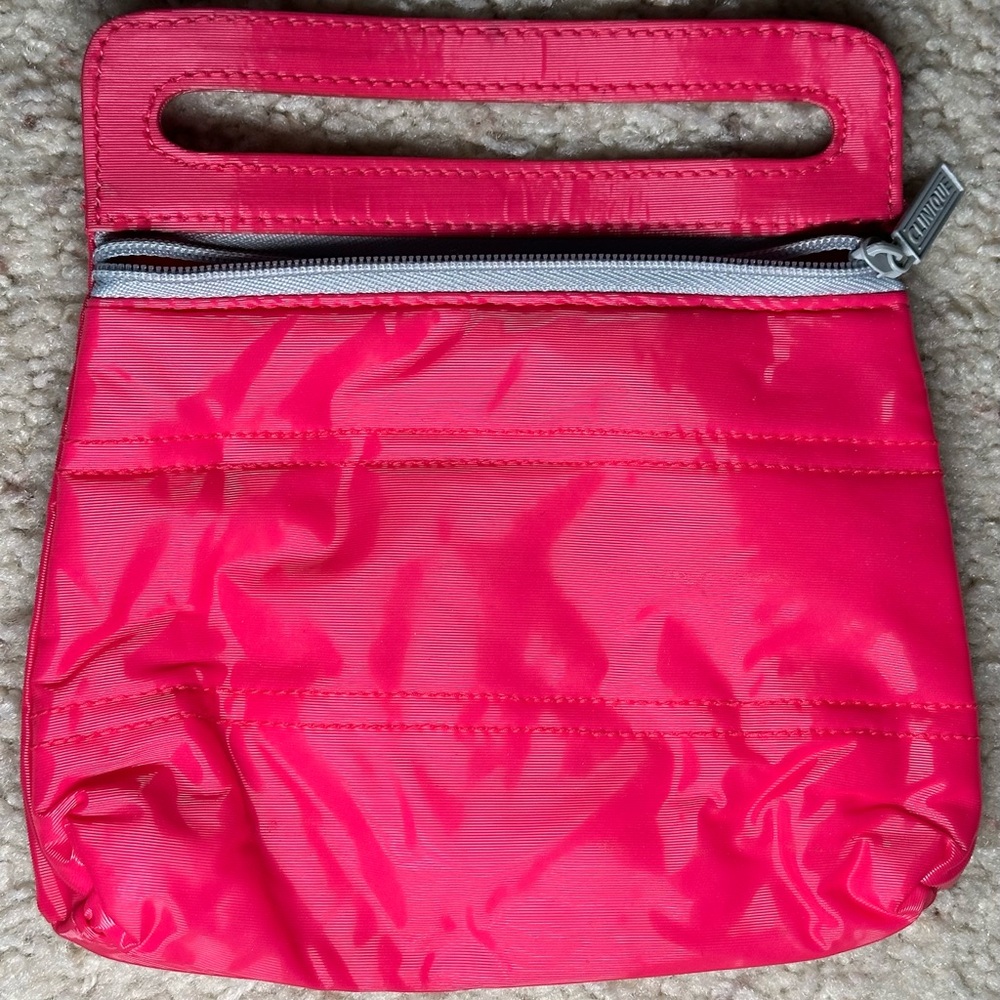 Clinique Pink Quilted Cosmetic Bag with Metallic Zipper